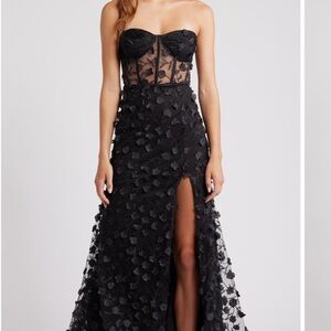 Nordstrom Morgan & Co. 3D Floral Strapless Mermaid Gown